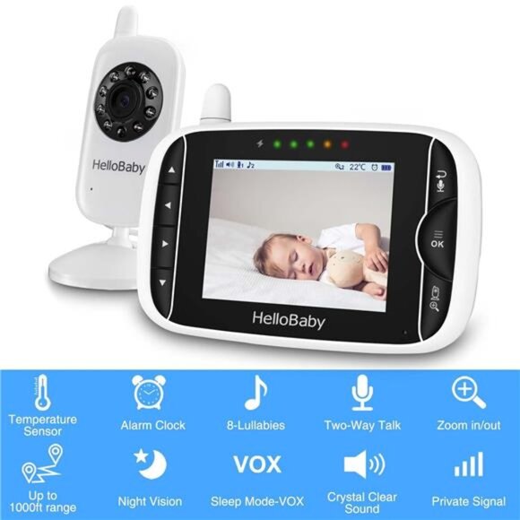 Video Baby Monitor with Camera & Audio,3.2Inch LCD Display,Infrared Night Vision - Picture 2 of 8